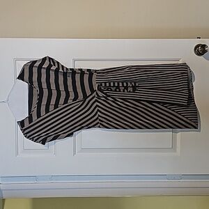 BCBGMaxAzria Giovannia Navy Blue & Tan Stripe Dress